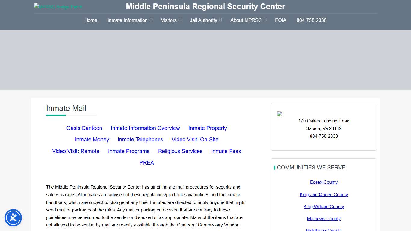 Inmate Mail – MPRSC